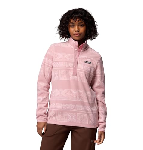 Columbia Women's Benton Springs Printed 1/2 Snap, Fleece Pull Over, Eraser Pink Deschutes Days, XL