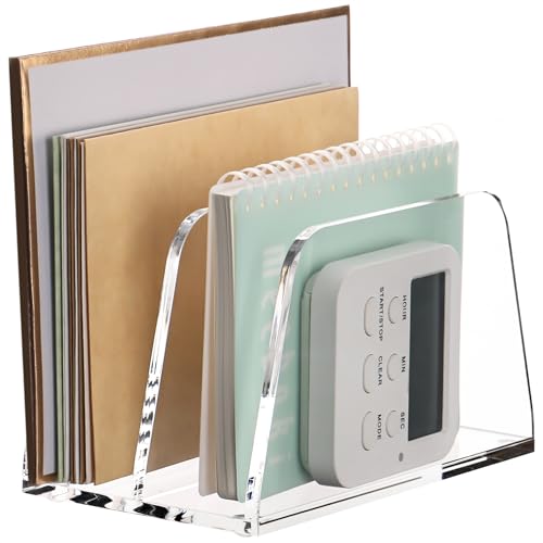 SANRUI Acrylic Desk Mail Organizer, 2-Slots, Clear