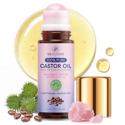 Bealions Castor Oil Rose Quartz Roller Ball (1.7 Fl Oz)