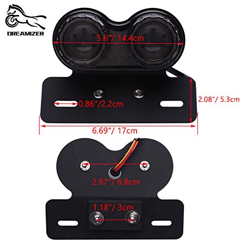 DREAMIZER Universal 40 LED Dual Motorrad Rücklicht Bremslicht Blinker Lauflampe mit Nummernschild Halterung für Custom Street Bike Dirt Bike Cruiser Chopper(Rauch)