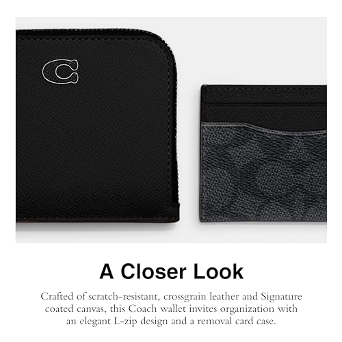 Coach womens 3-in-1 L-zip Wallet in Cross Grain Leather, Black4