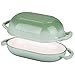VORRINGARD Enameled Cast Iron Sourdough Bread Oven, Dutch Oven, Loaf Cast Iron Bread Pan for Homemade Bread Baking, Meatloaf Pan with Lid, 5QT, Green