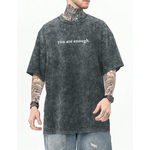 Image of Dear Person Behind Me Shirt You are Enough Tshirts for Men Oversized Inspirational Positive Tees Vintage Graphic Tops