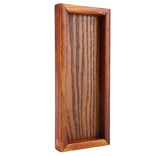 Wooden Serving Tray, Square Wood Water Drinks Tea Fruit Platters Serving Plate Decorative Breakfast Trays Dish for Hotel Home(20 * 8cm) - Image 2