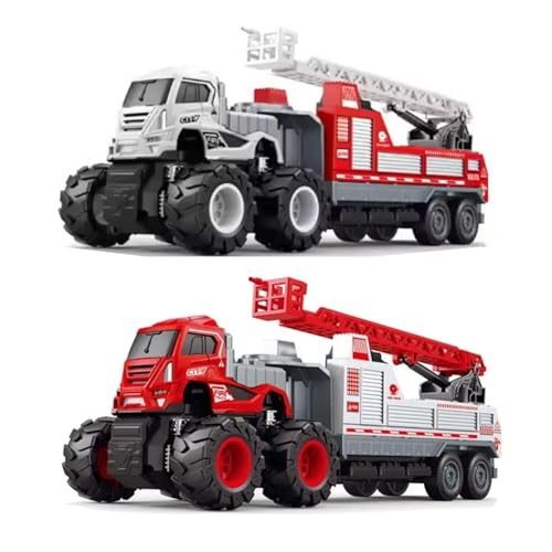 Image of ToyBharat Super Power Fire Trailer Toy Truck | Friction-Powered Rescue Vehicle with Flashing Lights & Realistic Siren Sounds | Durable ABS Build | Kids Gift for Boys & Girls (3+ Years)
