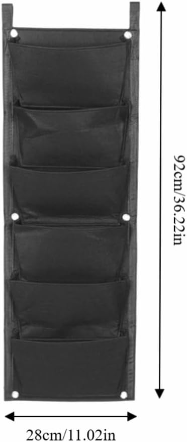 Hanging Planter Bag for Outdoor Plants– Breathable Felt Vertical Wall Planting Grow Bag for Balcony Fence Yard, Flowers Vegetables, 36" x 11"(Black)