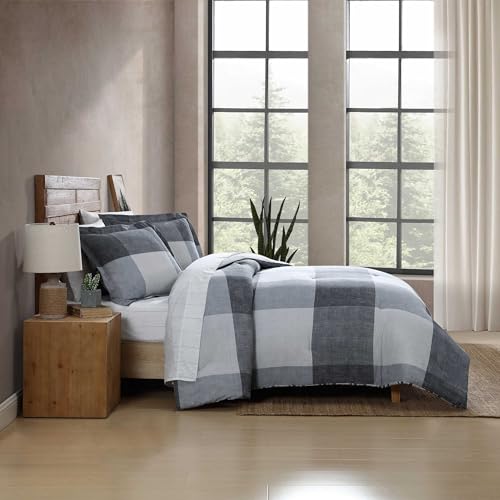 Parure de lit Eddie Bauer en coton gris à grands carreaux pour lit King Size - 5