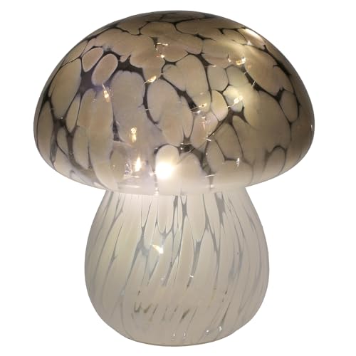Image of Shudehill Giftware Handblown Glass LED Mushroom Light Up Ornaments - Pink, Blue, Grey or Amber (Grey)