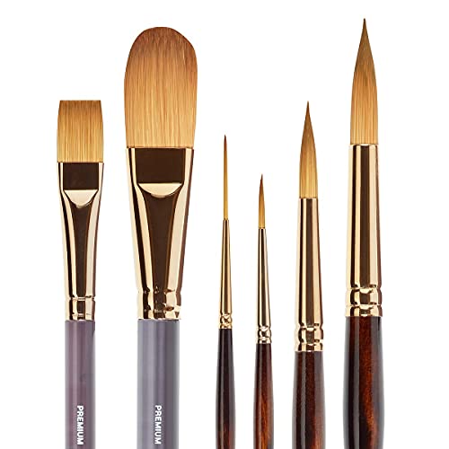 Kingart Finesse Kolinsky Sable Synthetic Blend Premium Watercolor Artist Brushes, Gift Box, Set Of 6 #TOP8