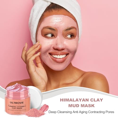 Ultrove 3 Pcs Clay Mask Set, Green Tea, Turmeric Vitamin C, Himalayan Clay Mask, Facial Skin Care Mask For Deep Cleansing thumb #5