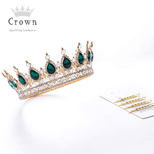 Image of Foyte Baroque Queen Crown and Tiaras Sparkly Rhinestone Wedding Crown Bride Tiaras Royal Princess Full Tiaras Headpieces for Women and Girls