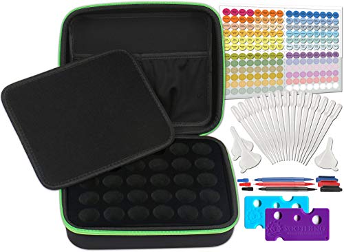30 Essential Oils Custom Carrying Case for 5ml 10ml and 15ml Bottles from doTerra, Young Living and endless others - The Perfect Hard Shell Exterior Storage Organizer for your Collection (Basil Green)