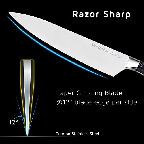 WELLSTAR Kitchen Knife Set 3 Piece, Razor Sharp German Steel Forged Blade with Professional G10 Handle, Chef Utility Paring Knife Well Balanced Cutlery Set for Cutting Chopping and Dicing - Gift Box - Image 3