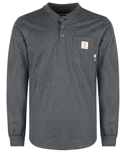Image of BOCOMAL FR Shirts 6oz Lightweight Smooth Fit Flame Resistant Long Sleeve Henley Shirt Fire Retardant Workwear NFPA2112 CAT2