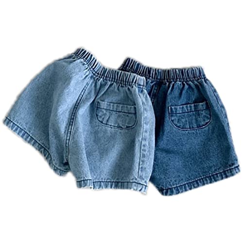 Image of Colorful Childhood Toddler Denim Bloomers Shorts Baby Girls Boys Loose Harem Shorts 2pcs