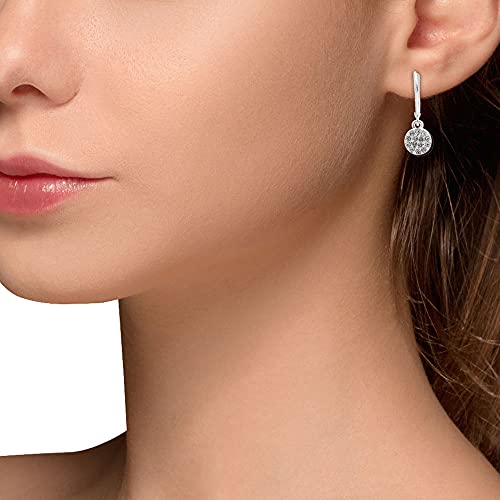 Chaps Women's Pave Disc Drop Leverback Drop Earrings, Silver #TOP2