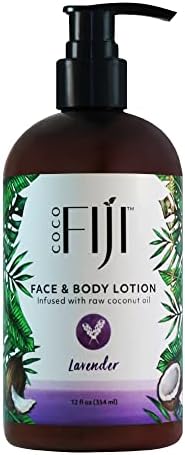 Coco Fiji Face & Body Lotion Infused With Coconut Oil | Lotion for Dry Skin | Moisturizer Face Cream & Massage Lotion for Women & Men | Lavender 12 oz, Pack of 1