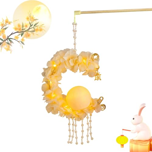 Farolillos para festivales de luna, juego de manualidades para vacaciones, lindo diseño de conejo, joyería portátil para niños y adultos, decoración de fiesta para fiesta lunar