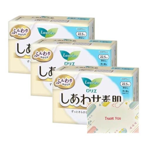 花王 ロリエ しあわせ素肌 ふんわりタイプ 多い昼用 22.5cm 羽なし 24個入 3個セット 生理用品 +Kunutonnオリジナルロゴ入りeおまけ付