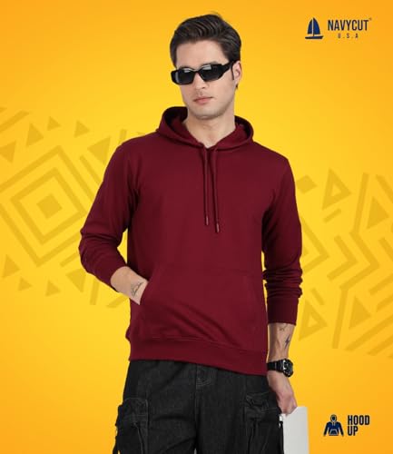 Image of Cotton Hoodies for Men | Pullover | Winter Wear | Hoodie | Hooded Sweatshirt | Kangaroo Pockets Hoodie|Regular Fit |Size S- 2XL
