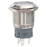 Baomain Stainless Push Button Switch 19mm 3/4" Eagle Eye 12V/24V White LED Momentary 5 Pin Terminal (1PCS) - Image 1
