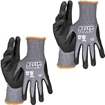 Klein Tools Knit Dipped Gloves, Cut Level A4, Touchscreen, Large, 2-Pair