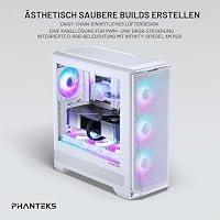 Phanteks M25-140 Gen2 Dreierpack, 3 x 140 mm ARGB-Hochleistungs-Lüfter, Daisy-Chain-Lüfterrahmen, Infinity-Spiegel-Hub, Einzelkabelanschluss, Weiß – Ansicht 8
