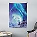 Produktbild ABAKUHAUS Winter Wandteppich, Aurora Borealis Kirkjufell Island Naturphänomen Nördliche Umgebung, aus Weiches Mikrofaser Stoff Wand Dekoration Für Schlafzimmer, 110 x 150 cm, Blau Seegrün Flieder
