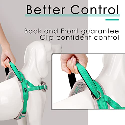 Adventuremore Dog Harness For Medium Dogs No Pull, Sport Dog Halter Harness Adjustable Reflective Dog Vest Escape Proof Dog Harness With Easy Control Front Clip Handle For Training Walking M Green #TOP4
