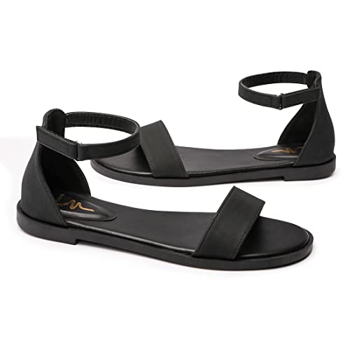 LM Women's Flat Sandals Open Toe One Band Ankle Strap Sandals Casual Summer Flat Sandals3