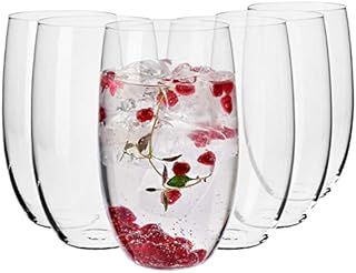 Krosno Water Juice Drinking Highball Glasses | Set of 6 Pieces | 510 ML | Half Pint Beer Cocktail Glasses | Ideal for Home, Restaurant, Events & Parties | Dishwasher Safe Tumbler