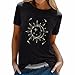 BOTCAM Maglietta da donna oversize sole luna con motivo a maniche corte, elegante, scollo rotondo, estiva, per adolescenti, ragazze, stile streetwear 90 Y2k, Nero 1, L