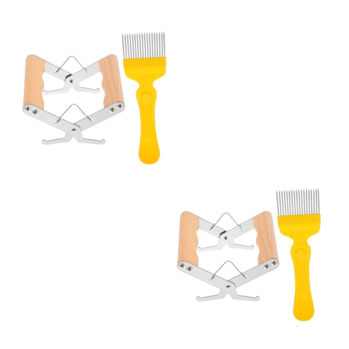 Kisangel 2 Set Strumenti per Apicoltura Inossidabile con Clip per Telaio e Disopercolatrice Utensili Pratici per Apicoltori Domestici
