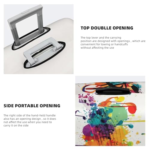 Luggage Cover Washable Elastic Suitcase Covers Abstract Music Themed Travel Baggage Cover Fashion Anti-scratch Suitcase Protector Decoraitve Covers Fits 18-32 Inch Luggages Medium4