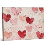Cute Valentines Day Wall Art Print Romantic Pink Red Hearts Poster Picture Valentine Wall Decor for...