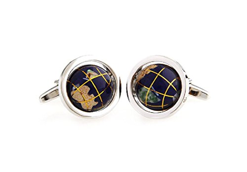 Mrcuff Globe Map Earth Really Spins Pair Cufflinks In A Presentation Gift Box & Polishing Cloth #TOP2