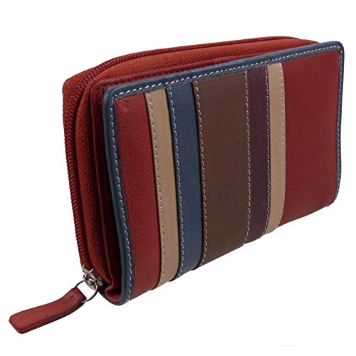Portefeuille en cuir femme avec fermeture Éclair intégrale Nordic bleu