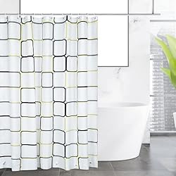 Cortina De Baño 2X2 OTraki Cortina de Ducha Antimoho Pesada 180x200cm Cortina de Baño para Bañera Impermeable PEVA Lavables Shower Curtian con 12 Ganchos para Ducha o Bañera