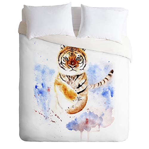 Best Quality 🔥 Society6 Anna Shell Tiger in Snow Comforter Set with Pillowcase(s), Queen/Full, Orange