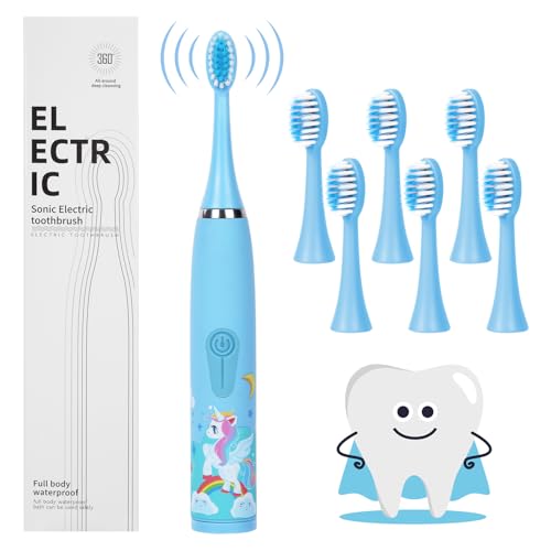 Vicloon Spazzolino Elettrico, Spazzolino Bambini con 6Pezzi Testina Dello Spazzolino da Denti Spazzolino Elettrico...