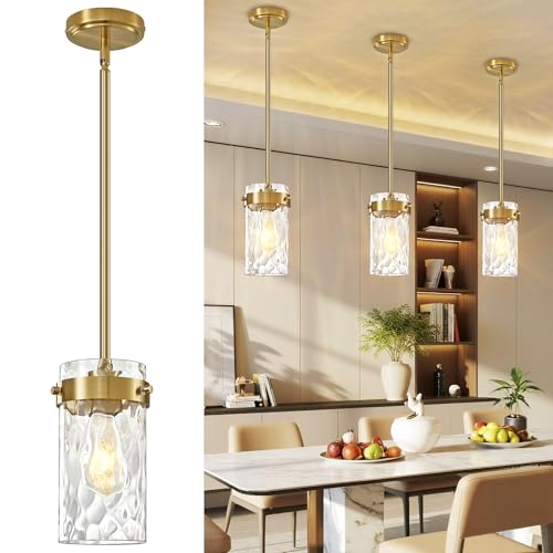 Vaziden 4.72" Hammered Glass Pendant Lighting for Kitchen Island 1