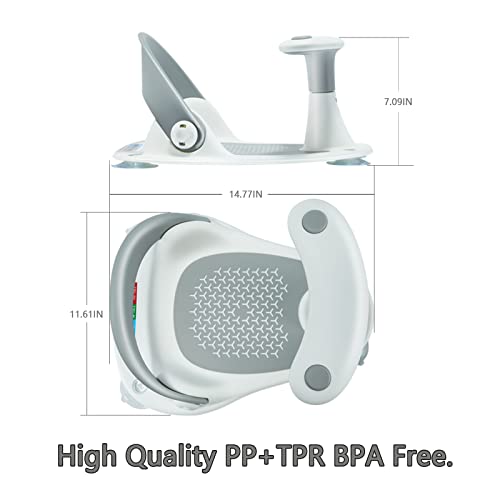 Baby Bath Seat [Original] – 3 Bath Toys + Shower Cap + Bath Brush + Thermometer + Rinse Cup – 4 Anti-Slip Suction Cups – Soft Silicone Cushion – Foldable Design – Ideal Gift For Infants 6-36 Months! #TOP5