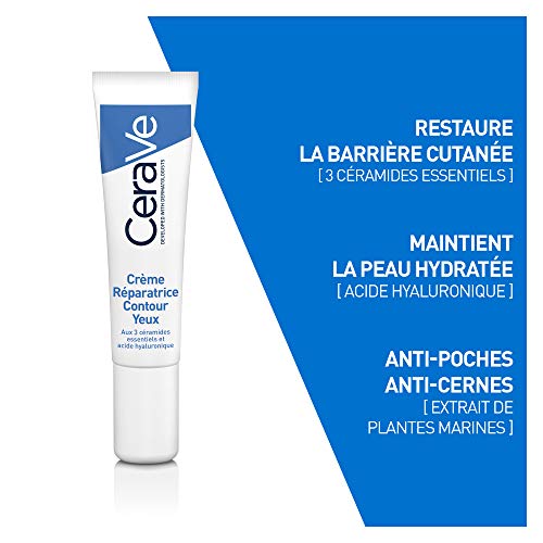 CeraVe - Crème Réparatrice Contour des Yeux, Crème Contour des Yeux, Formule Hydratante, Anti-Poches, Acide Hyaluronique et Céramides, Hydratation 24h, Contours Yeux Secs – vue 2
