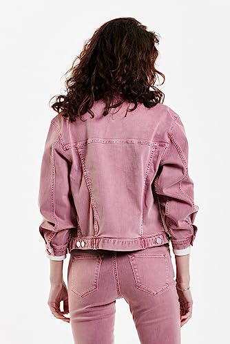 DEAR JOHN Jules Women's Denim Jacket Vintage Washed Collared Button Front Long Sleeve3