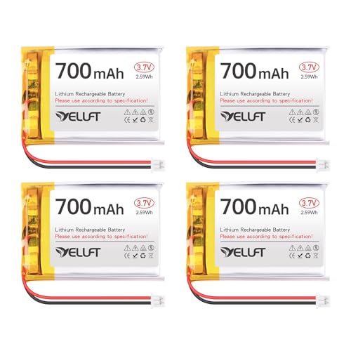 Lot de 4 batteries au lithium polymère 3,7 V 700 mAh 1S 1C 603040 avec carte de protection et fiche PH1.25 pour carte de développement Arduino ESP32, appareils...