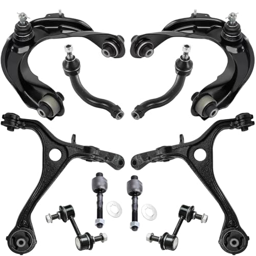 Image of Detroit Axle - 10pc Front End Kit for Acura 2004-2006 TL, 2 Upper Control Arms with Ball Joints 2 Lower Control Arms 4 Outer Inner Tie Rods 2 Stabilizer Sway Bars 2005 Replacement