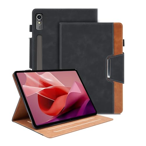 Case for Lenovo Tab P12 12.7 Inch 2023 (TB370FU) - Multi-Angle Viewing Stand Cover with Pocket, PU Leather Folio Case with Magnetic Clasp, Auto Wake/Sleep Smart Tablet Cover, Black -  Oduio, FBA-XY-XK-LN P12-Black