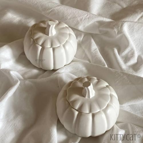 Image of Kitty Cat Concrete Pumpkin Jar Vanilla Scented Soy Wax Candle | Handmade Concrete Pumpkin Candle with Lid | Long-Lasting Aroma | Aesthetic Home Decor & Gifting | Clean Burn | Premium Vanilla Candle