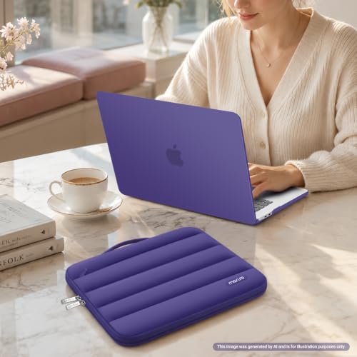 Image of MOSISO Compatible with MacBook Air 15 inch Case M5 2026 M4 M3 M2 2025-2023 | A3448 A3241 A3114 A2941, Protective Hard Shell Case&Puffy Sleeve Bag&Keyboard Skin&Webcam Cover&Screen Film, Imperial Purple