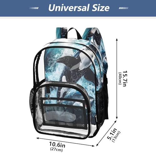 Shark Deep Sea Clear Backpack Heavy Duty See Through Transparent PVC BookBag for Kids Boy Girl School Work4